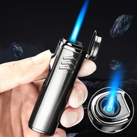 novel unusual personalized metal cigarette lighter blue flame windproof cigar butane gas1300c mens gift mini torch lighters