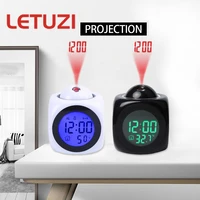 lcd projection alarm bell clock backlight electronic digital projector temperature display time snooze table clock for home room