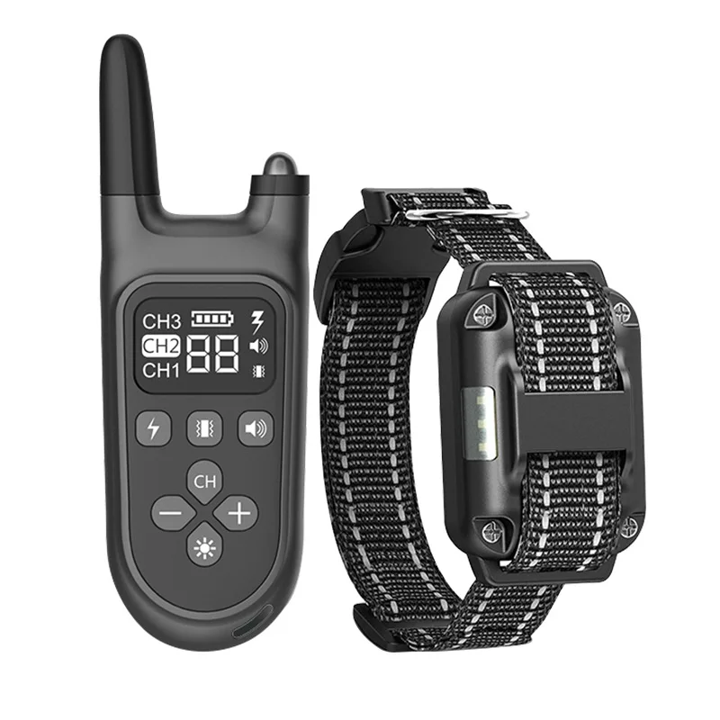

Cute 800m Black Electric Dog Training Collar with Shock Vibration Sound Remote Control Pet Training Artifact for 1/2/3 Dogs