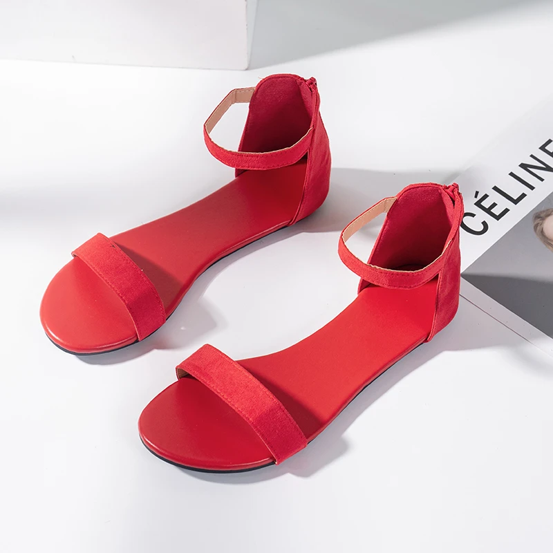 

Ladies Shoes 2023 High Quality Basic Women's Sandals Summer Daily Outdoor Sandals Women's Zip Open Toe Flat Shoes Female