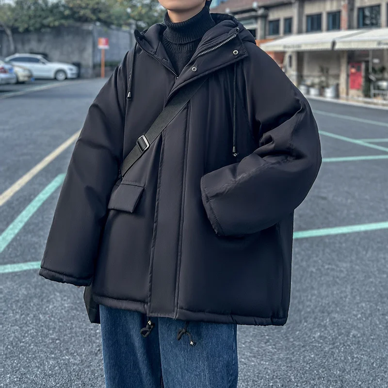 Winter Jacket Men Warm Fashion Oversize Black Thicken Jacket Men Streetwear Korean Loose Thick Short Coat Mens Parker Clothes