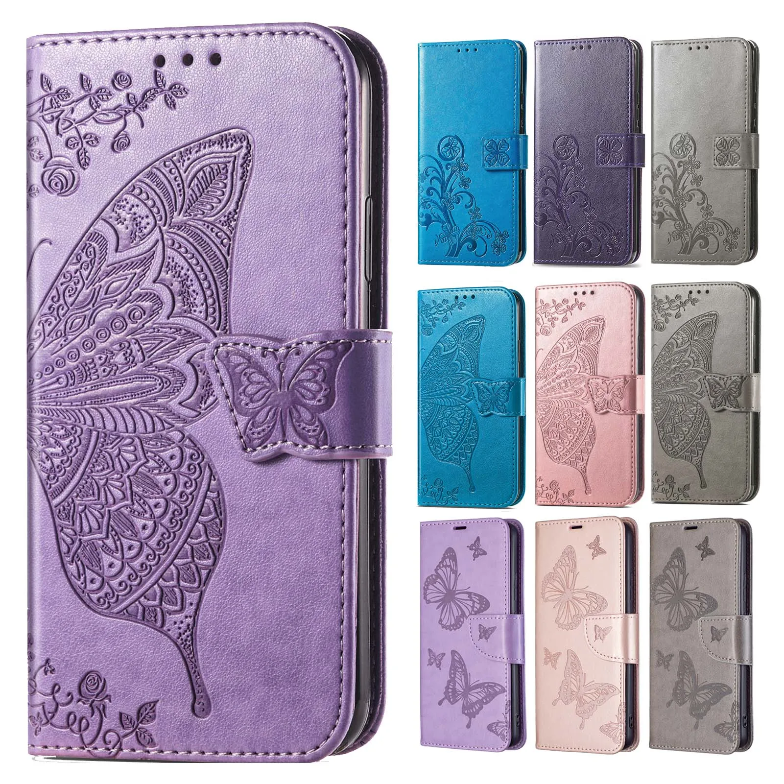 

Butterfly Leather Case For Samsung Galaxy A12 A22 A32 A52 A72 A02S A03S A11 A21S A31 A41 A51 A71 Card Holder Wallet Flip Cover