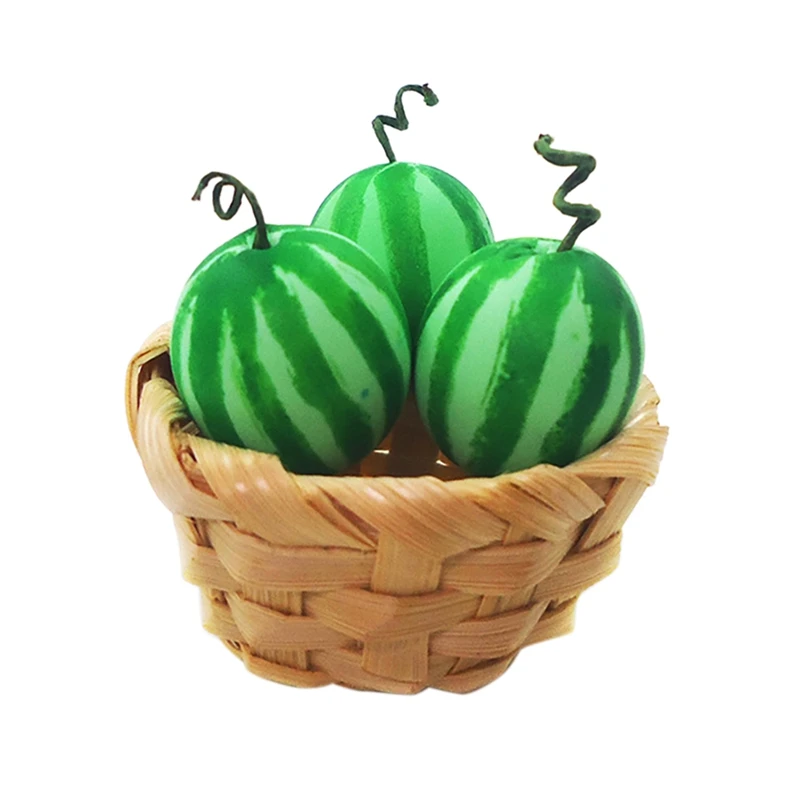 

1:12 Dollhouse Realistic Watermelon Model Lovely Realistic Mini Watermelon Life Scene Dollhouse Round Watermelon