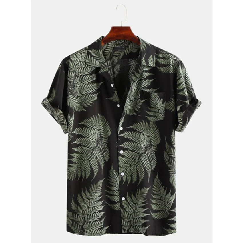 

Men's Palm Tree Printed Beach Shirt Summer Short Sleeve Shirts Mens Holiday Vacation Clothing Chemise