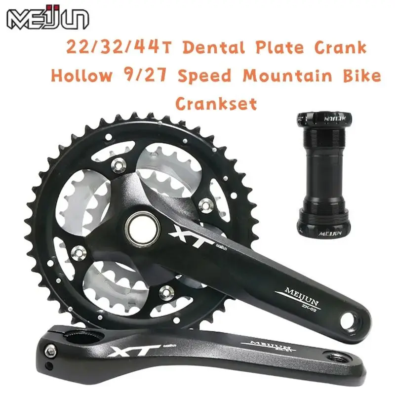

MEIJUN 22/32/44T Dental Plate Crank Hollow 9/27 Speed Mountain Bike Crankset Bicycle Serrated Wheel Chainwheel Riding Parts