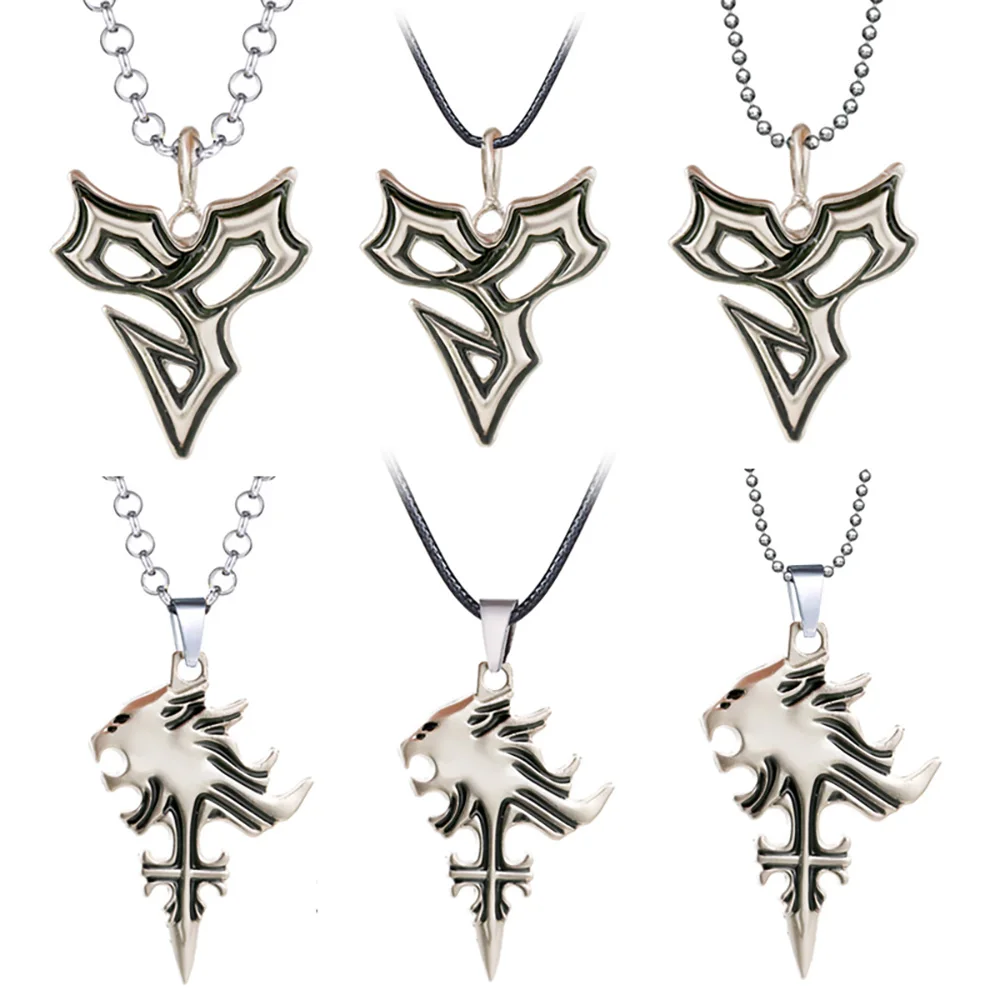 

Game Final Fantasy Necklace Sleeping Lion Head Cross Pendant Chain Necklace collares Jewelry Accessories For Men Women Gift