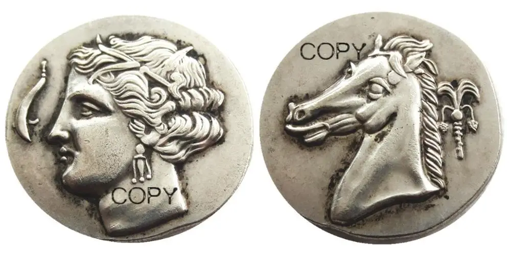 

Серебряная реплика монеты Карфаген Аретис 310 г. до н.э.