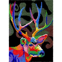 Hook hobby Latch hook rug kit with printed pattern Sika deer Carpet embroidery Tapestry Crafts for adults Wool knots carpet kit