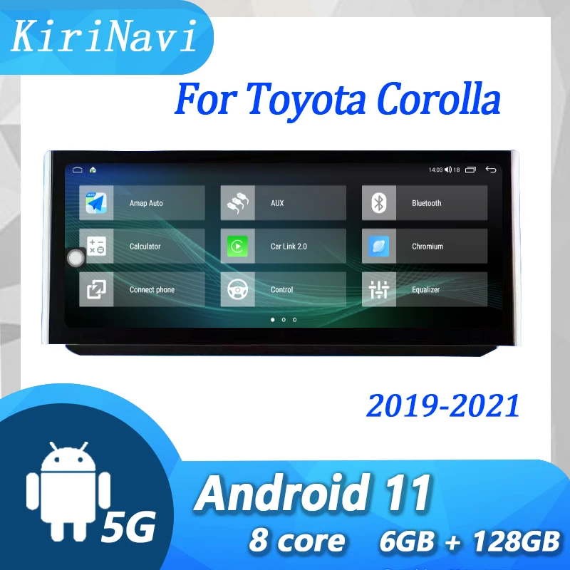 

Автомобильный мультимедийный DVD-плеер KiriNavi для Toyota Corolla 2019-2021 Android11, автомобильный GPS-навигатор, 4G Стерео Авторадио DSP WIFI видео