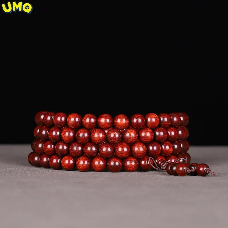

Натуральный браслет из красного сандалового дерева Замбия Lobular 108, сандаловое дерево высокой плотности, бусины Будды из старого материала в ...