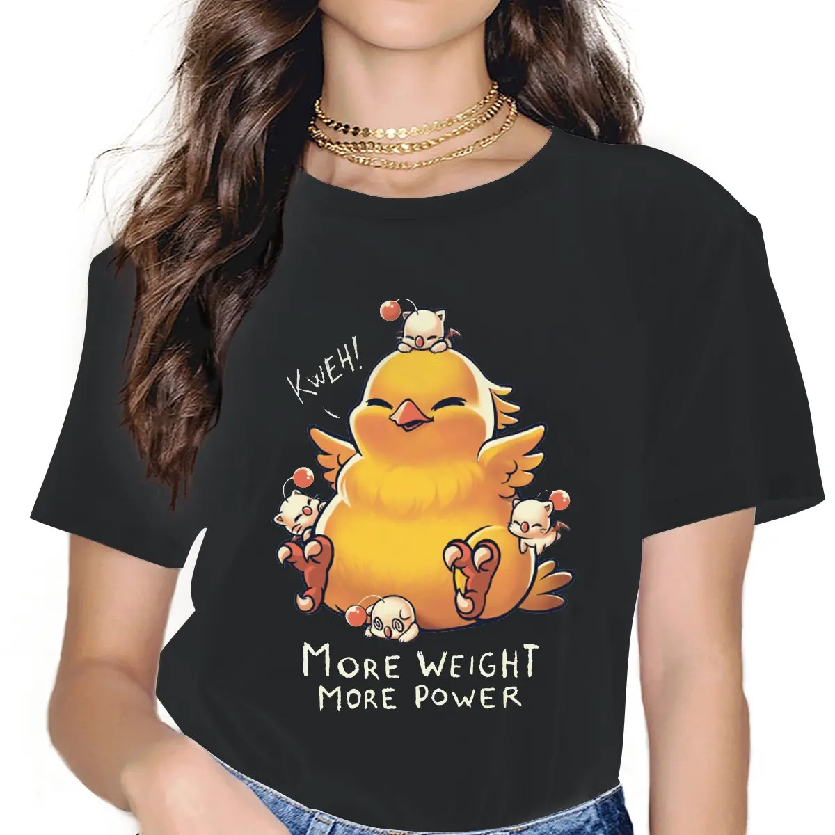 

Chocobo Kweh Fat Creature Monster Summon Fashion TShirts Final Fantasy Role Playing Game Female Graphic T Shirt