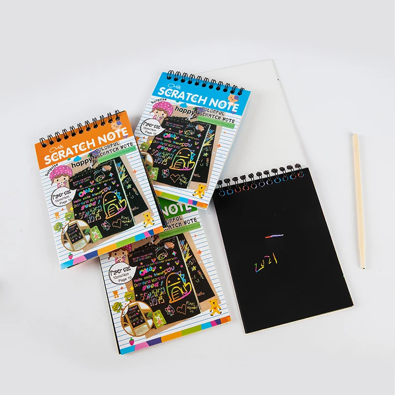Children DIY Scratch Painting Note 10 sheets Magic Color Rainbow Art | Drawing Toys