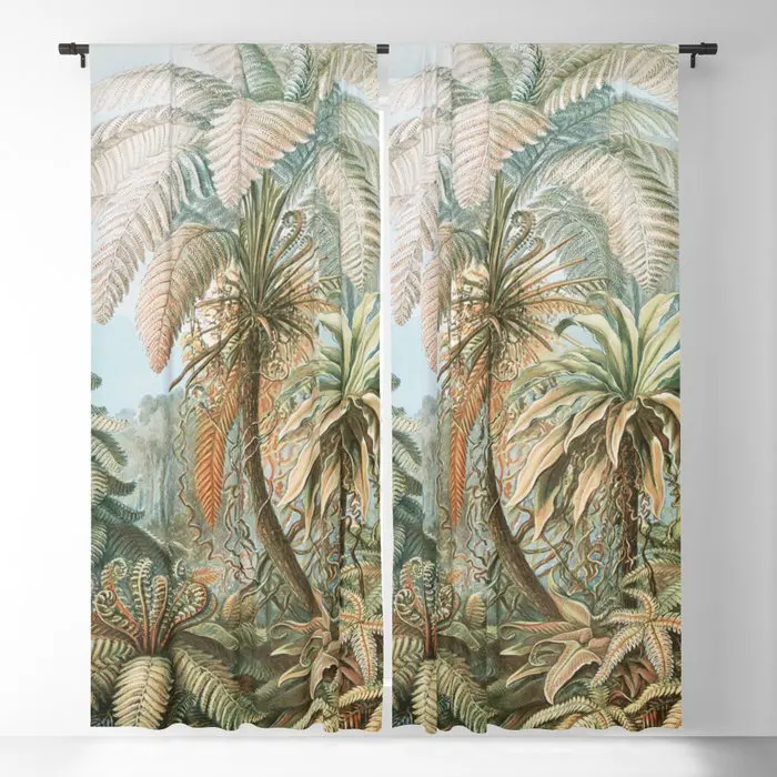 

Винтажные плотные шторы с пальмами, оконные занавески с 3D принтом для спальни, гостиной, декоративные оконные принадлежности