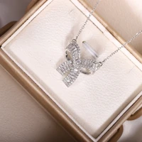 2022 new bright bow gemstone necklace fashion temperament design sense of non fading personality pendant birthday party gifts