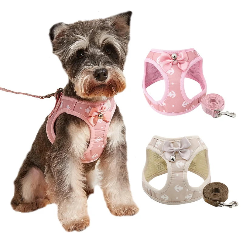 Воздухопроницаемая шлейка с рисунком якоря для кошек маленьких собак и щенков