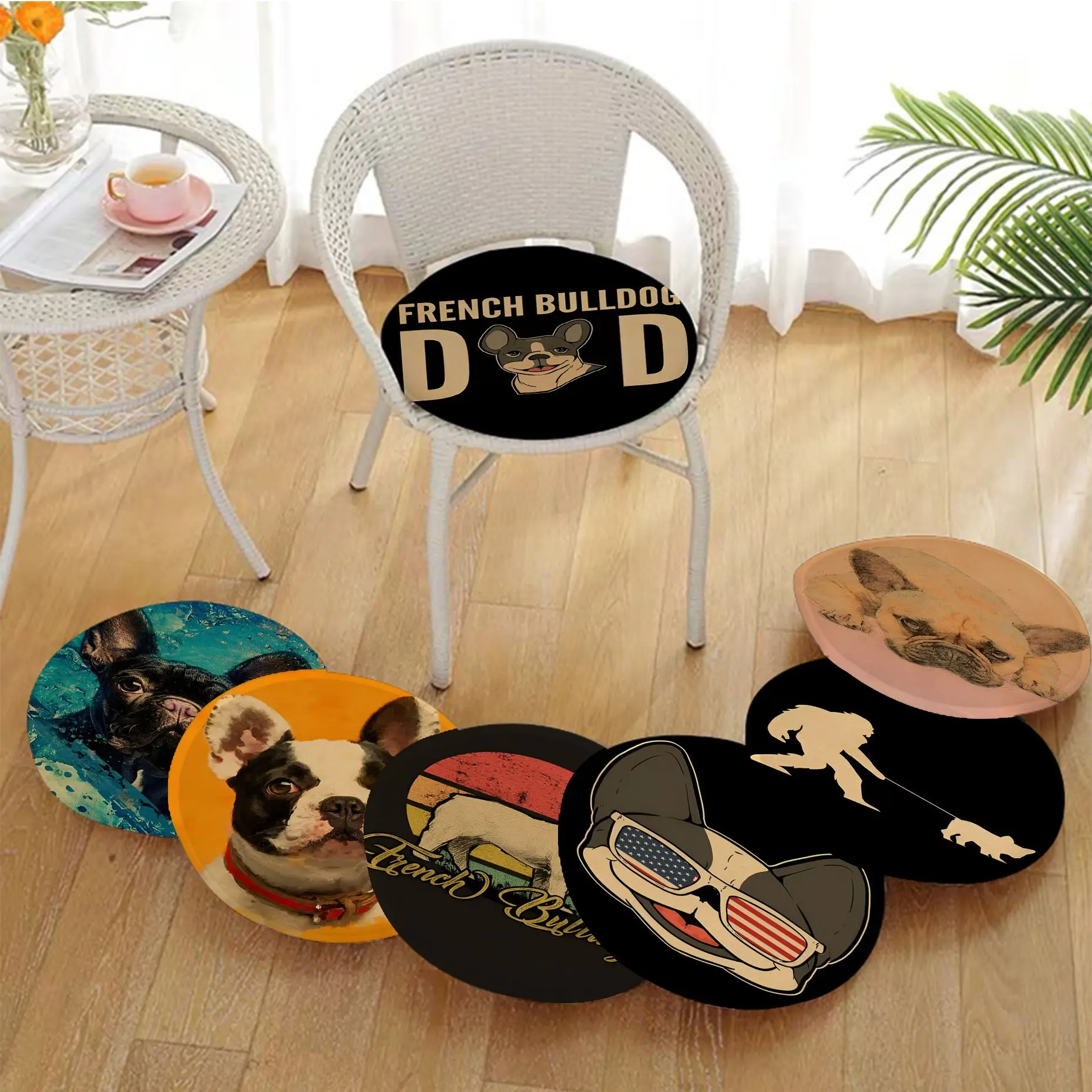 

Bulldog Round Chair Cushion Soft Office Car Seat Comfort Breathable 45x45cm Sofa Cushion