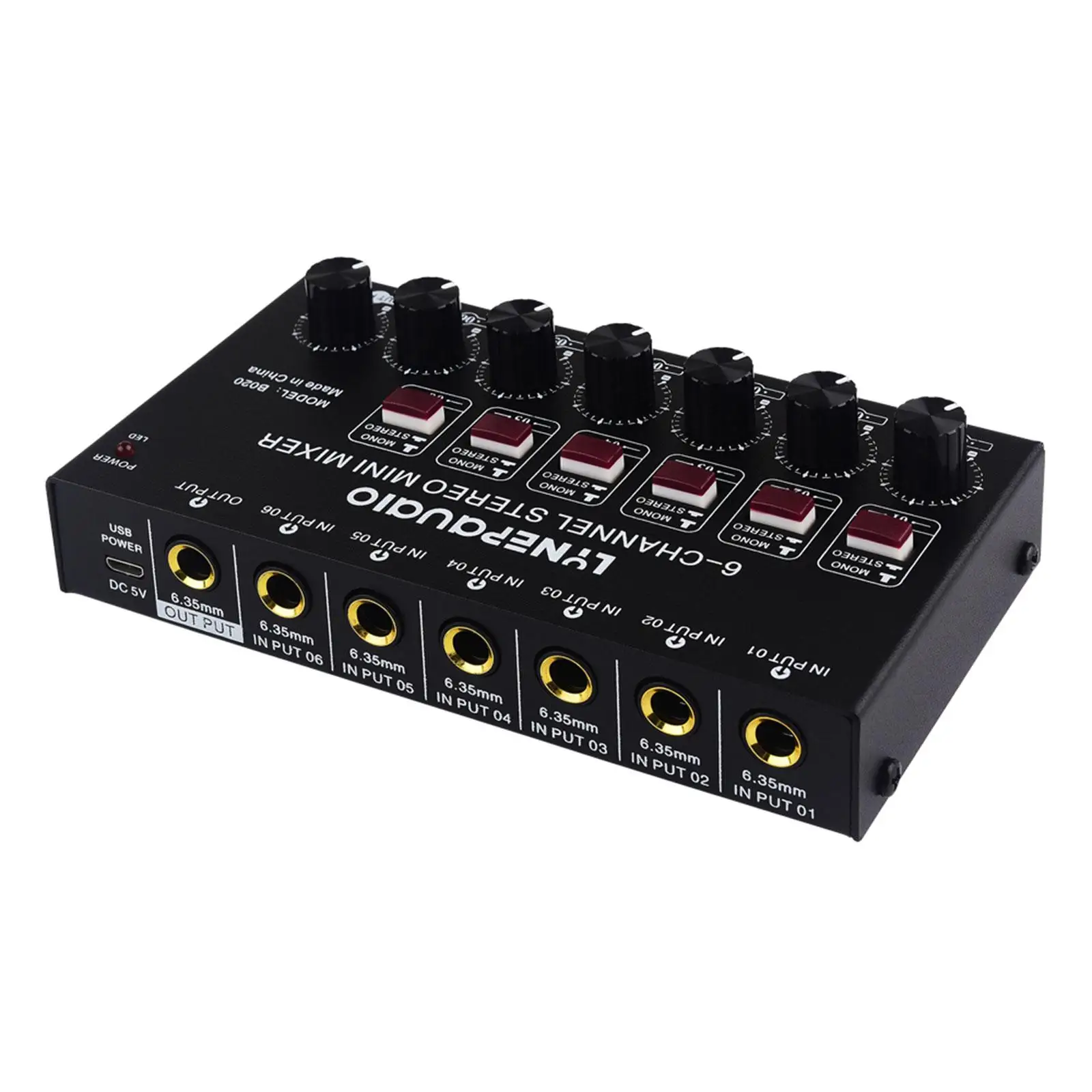 

6 Channel Audio Mixer DC 5V for Live Broadcasts Recording Studio Small Clubs