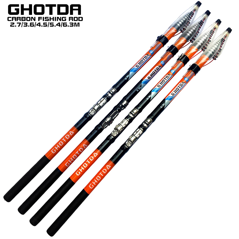 

Fishing Rod Telescopic Carbon Fiber Rock Fishing Rod Feeder Pole Spinning Carp Travel Ultralight Pesca 2.7M/3.6M/4.5M/5.4M/6.3M