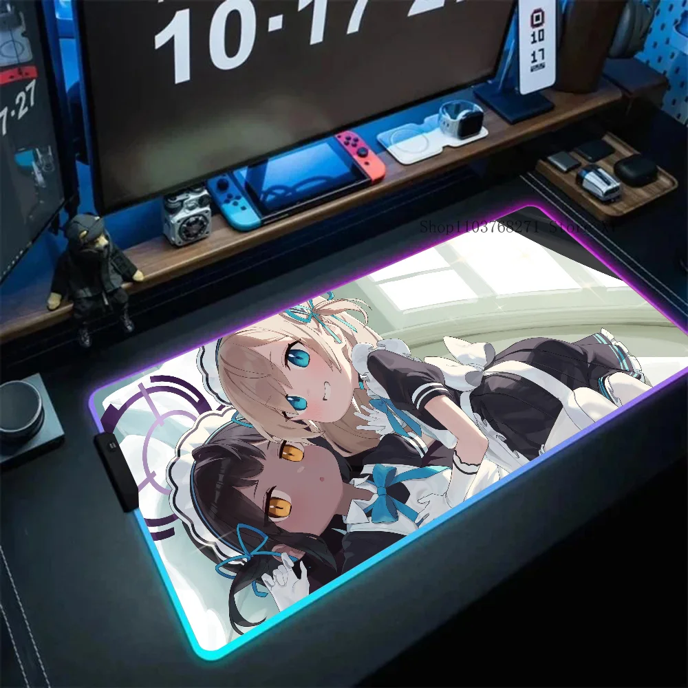 Коврик для мыши Anime Girls Asuna Ichinose Kakudate Karin XXL RGB игровые коврики HD черные аксессуары
