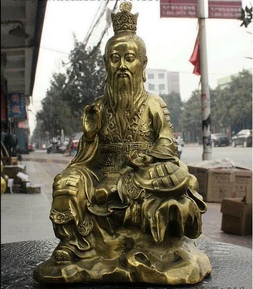 

9inch Chinese Brass Taoism Temple Founder Taishang Laojun Senior Moral God Statue