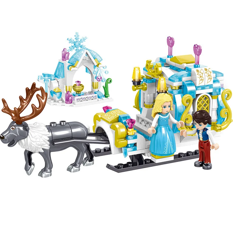 

DIY Лось сани принцесса мечта ледяной снег замок модель мини алмазные строительные блоки кирпичи развивающие Фигурки игрушки для детей пода...