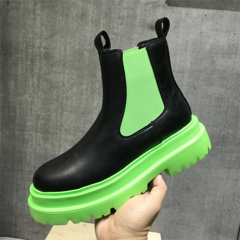 

Роскошные Дизайнерские мужские ботинки челси на толстой подошве, модные кожаные мотоциклетные ботинки, уличная рабочая обувь, молодежные ботильоны Botines 3C