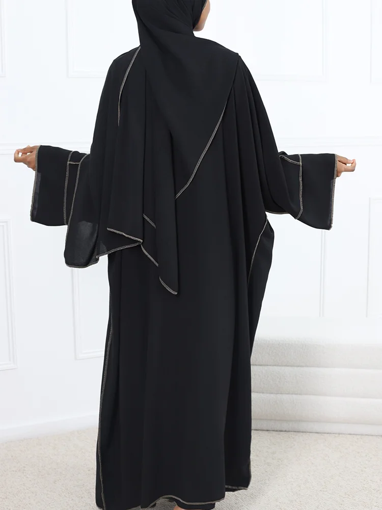 Abayas for Women Double Layers Open Cardigan Kaftan Stitching Dubai Luxury Femme Caftan Marocain Islamic Clothing Muslim Dress