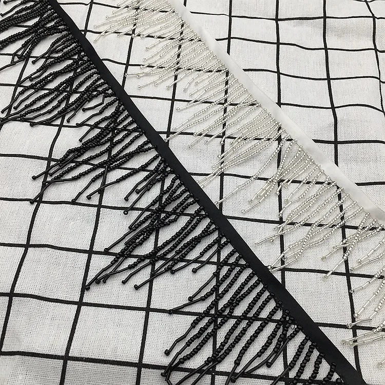 Лента из бисера ручной работы со стеклянными бусинами бахрома кружевная отделка