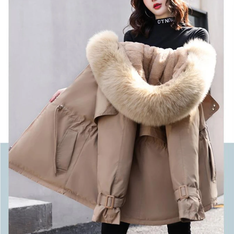 

2022 Women's Winter Parka Cotton Coat Mid-Length Female Warm Slim Jacket Chaqueta Nieve Mujer Ropa Mujer Roupas Femininas