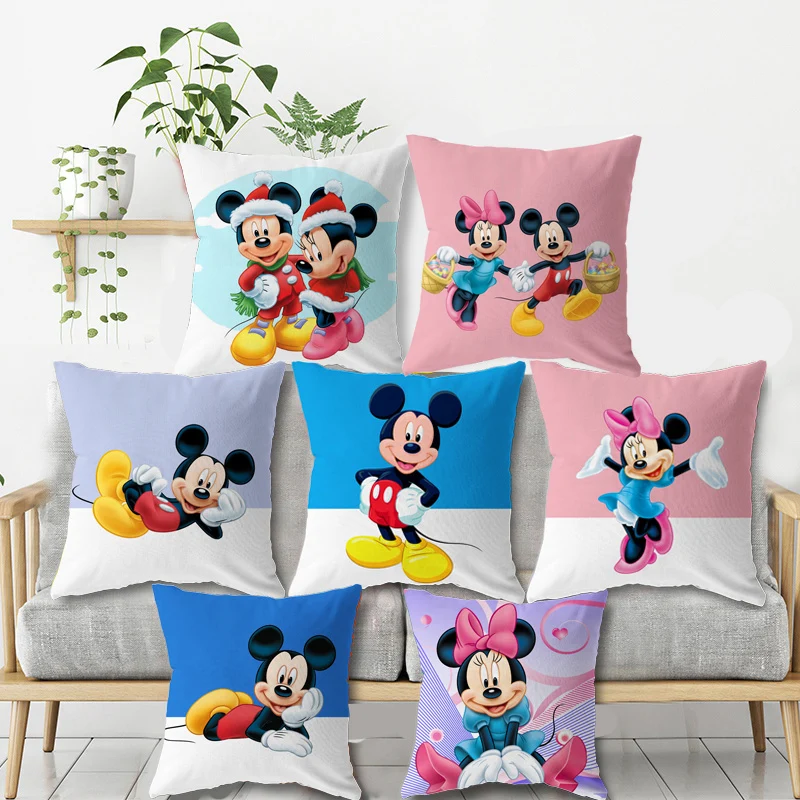 

Disney Cartoon Pillowcase Hugging Pillowcase Mickey Minnie Cushion Cover Sofa Cushion Kindergarten Pillow Gift 40x40cm 45x45cm