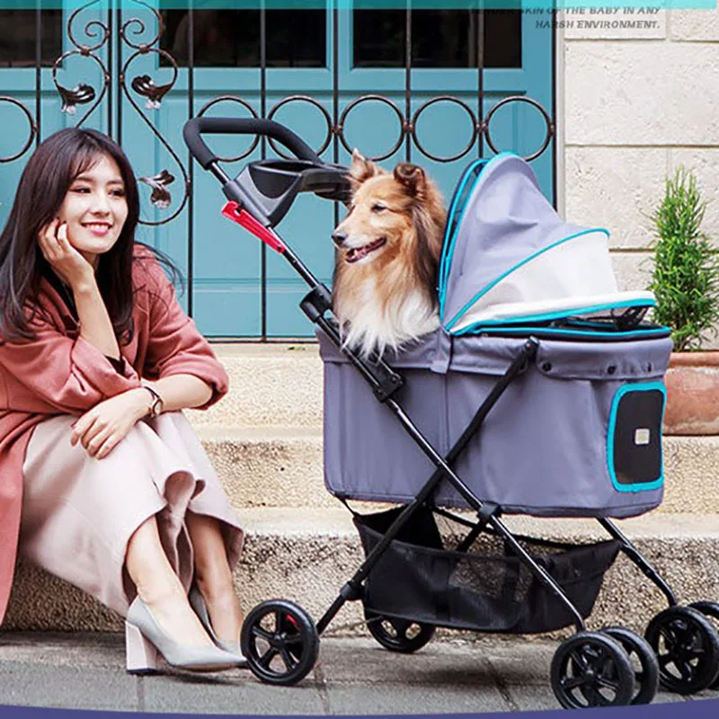 

Outdoor Pet Cart Portable Folding Pet Stroller Car Dog Cat Teddy Mouse Rabbit Small Lightweight Carriage Pet Cart Dog Carrier