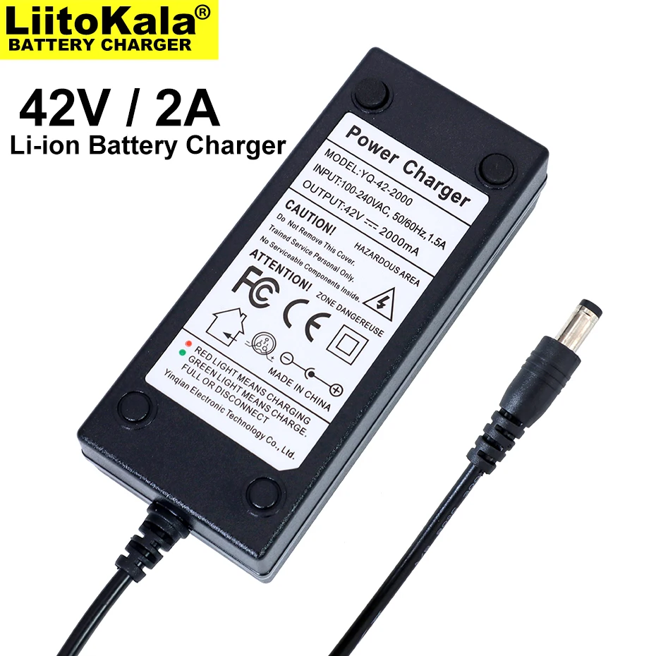 

5pcs Liitokala 36V Battery Charger Output 42V 2A Charger Input 100-240VAC Lithium Ion Charger for 10S 36V Electric Bike