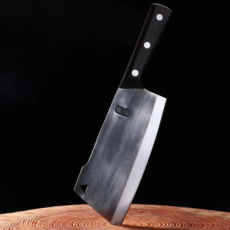 

8 Inch Chopper Knife Sharp Chef Cleaver Slicing Handmade Forged Longquan Kitchen Knife Bone Meat Poultry Tools Ebony Wood Handle