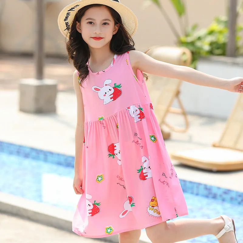 Шифоновые платья без рукавов с цветочным принтом для девочек-подростков