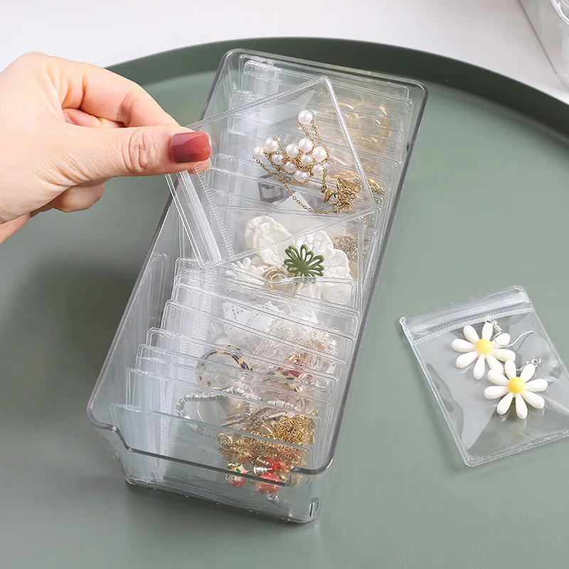 

New Anti-oxidation Jewelry Storage Bag Desktop Drawer Organizer Transparent Necklace Bracelet Ring Holder Ziplock Bag Storage