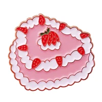 strawberry heart shape cake brooch metal badge lapel pin jacket jeans fashion jewelry accessories gift