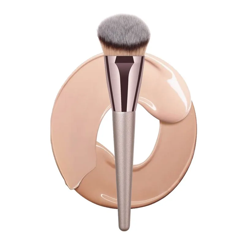 

1pc single champagne makeup brushes flame tapered shape foundation powder flat head cosmetic brush tool