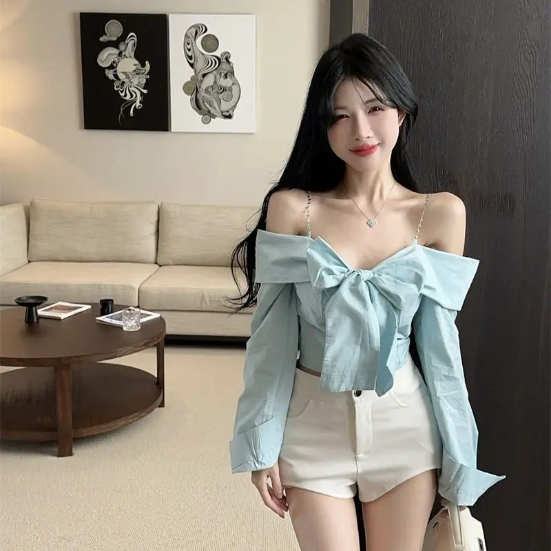 Стиль Pure Desire горячая девушка рубашка на одно плечо с бантом новая сексуальная