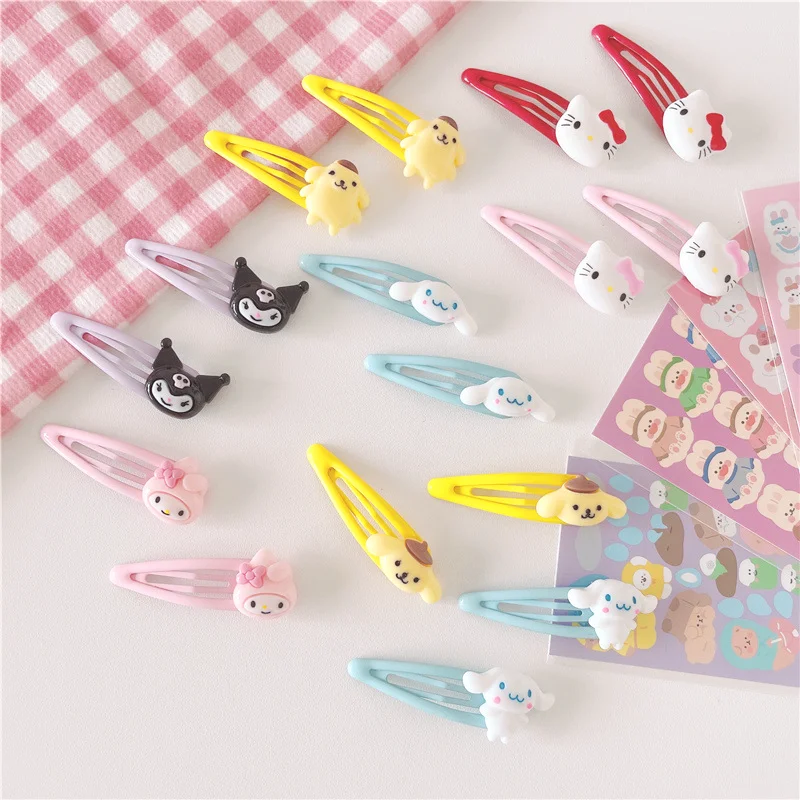 

Cute Sanrio Kuromi Hairpin Cinnamoroll Dog My Melody Bangs Broken Hair Fixed Side Clip Bb Clip Macaron Color System Accessories