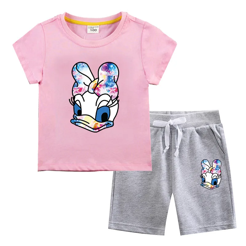 

Pretty Toddler Girls Clothing Set Summer Daisy Duck Cartoon Short Sleeve Shirt&shorts Tracksuits 2 Pcs Teenagers Outfits Set