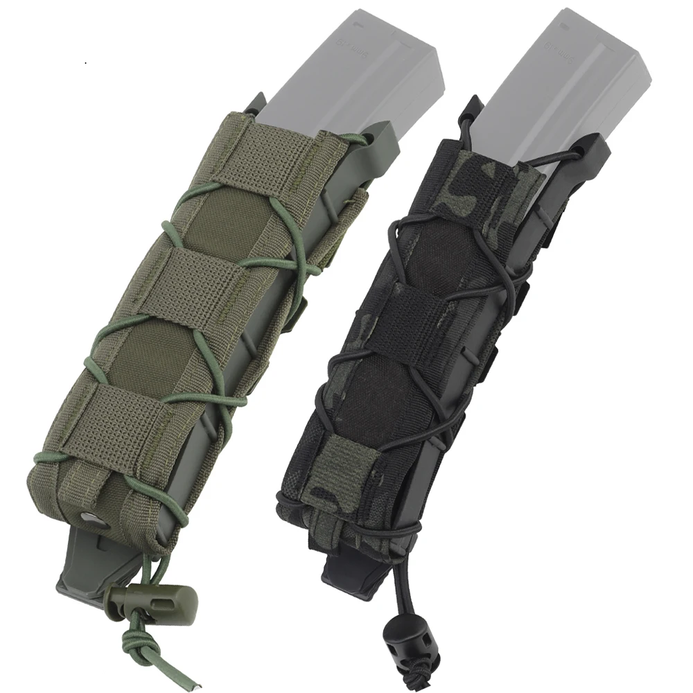

Тактическая Сумка для магазина, 9 мм, одинарная Магнитная сумка для пистолета, облегченная модульная система переноски снаряжения, чехол для охотничьего ножа, быстрая зарядка для MP5/MP7, страйкбола