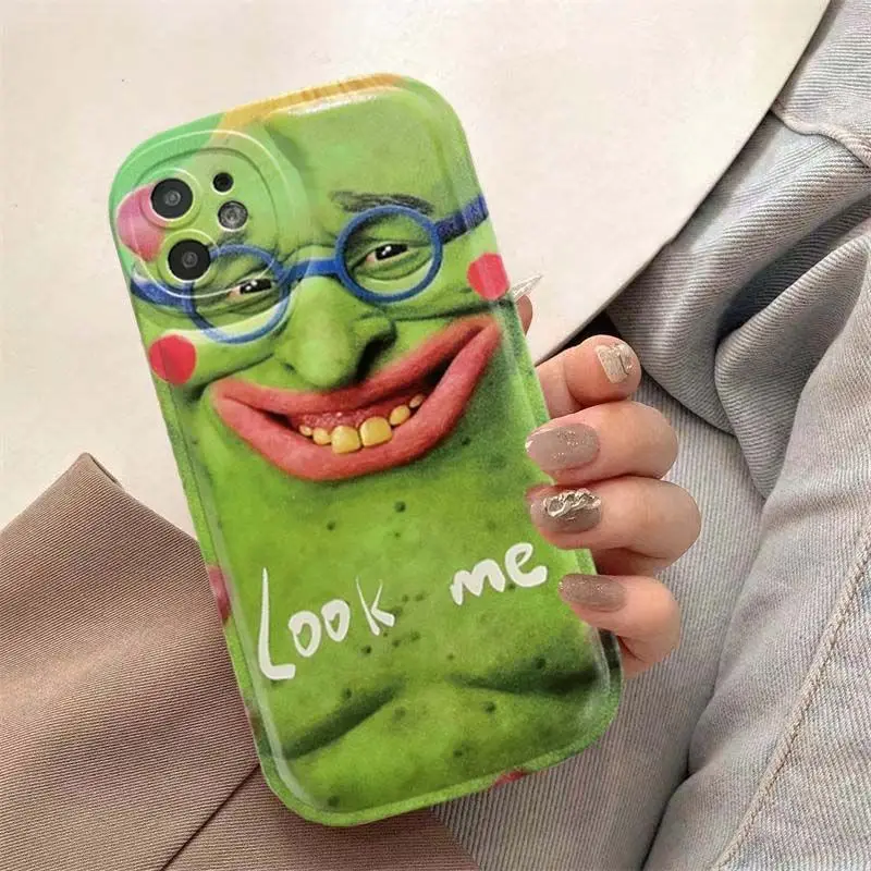 Iphone 11/12/13/14por Max/78plus/Xs/Xr All-Inclusive Funny Personality Weird Trend Mobile Phone Case Niche Ultra-Ugly Pattern