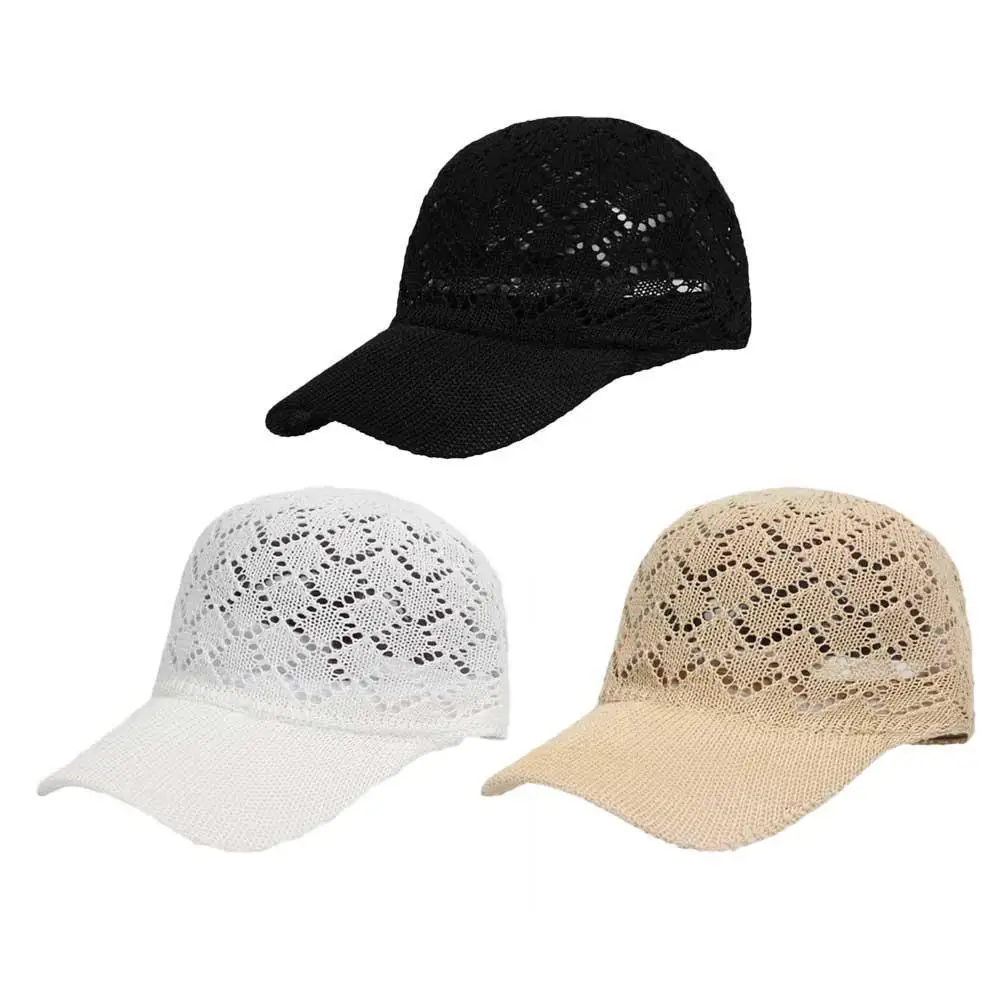 

Baseball Cap Summer Mesh Knitted Baseball Cap For Women Breathable Mesh Color Outdoor Adjustable Snapback Peaked Hat