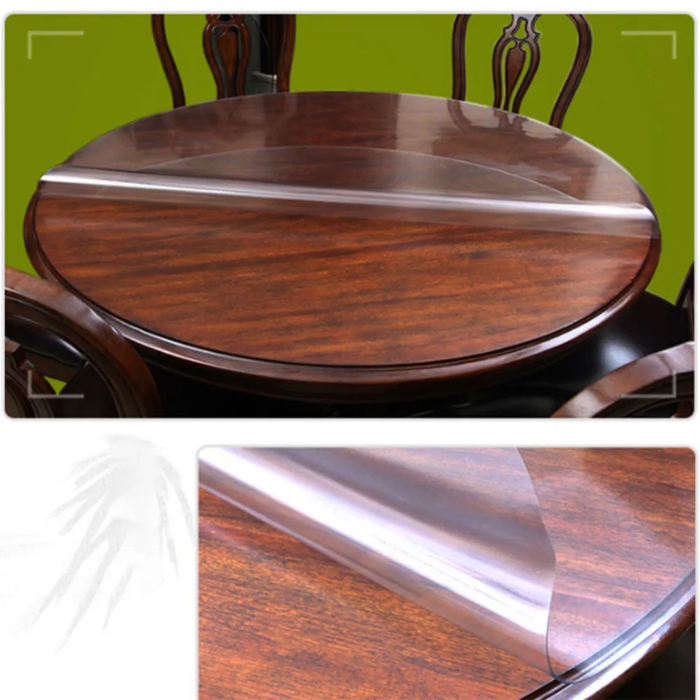 

1.5mm Round Transparent Tablecloth Clear PVC Placemat Waterproof Oilproof Kitchen Dining Table Cover Soft Tablecloth Frosted