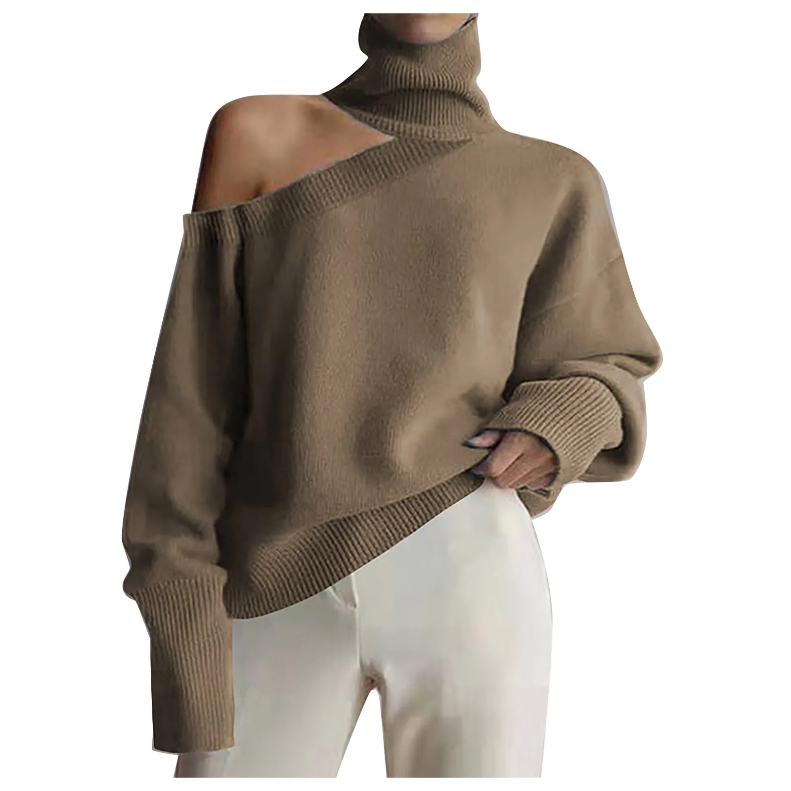 

Ladies Autumn And Winter Colorblocking Long Sleeve Round Neck Casual Temperament Knitted Top Pullover Men Sweatshirt Long Sleeve