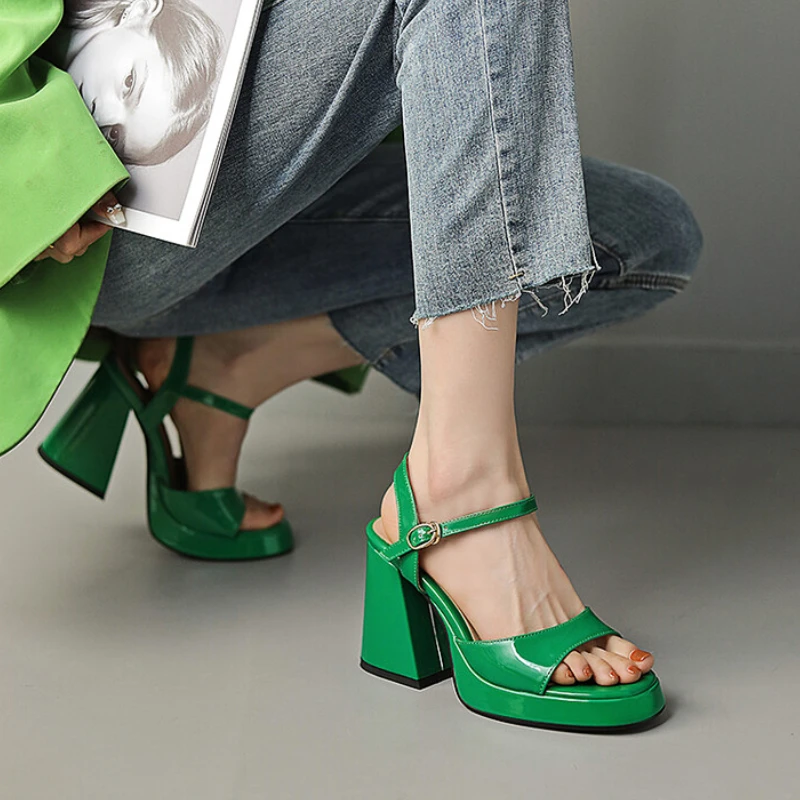 2023 Summer New Shoes Woman Brand Women's Platform Shoes Fashion Comfortable Thick Sole Sandals Square High Heels Big Size 43