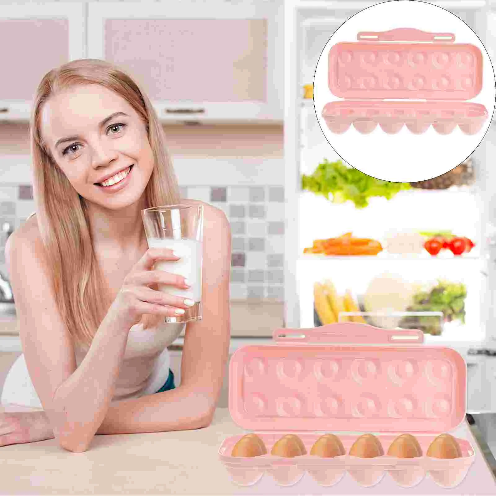 

2Pcs egg containers Egg Storage Container Egg Holder for Refrigerator 12 Grid Egg Tray Shatterproof Egg Box fridge egg