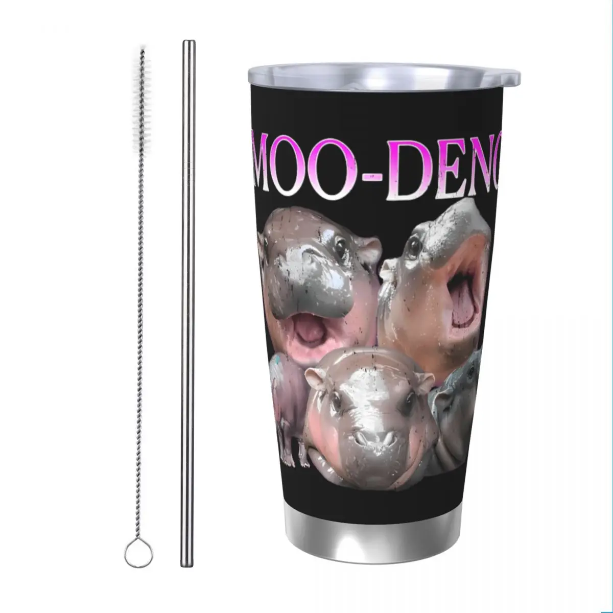 Забавный Moo Deng Baby Pygmy hipppos Meme Tumbler вакуумная Изолированная Термокружка с Крышкой