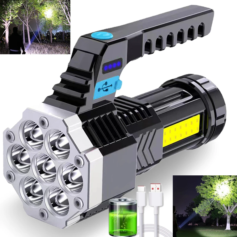 LED Flashlight Hand Crank Solar Powered Rechargeable Survival Gear Self Powered Charging Torch Dynamo for Fishing Boating Hiking