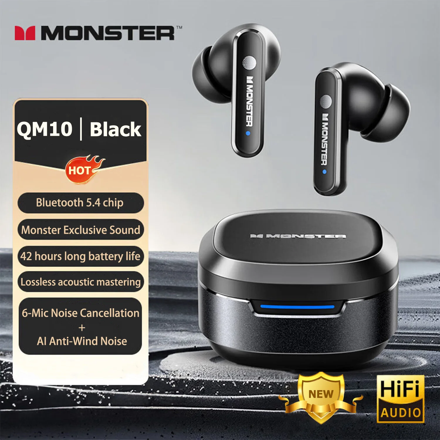 Беспроводные Bluetooth-наушники Monster QM10 TWS с шумоподавлением
